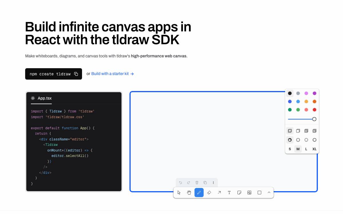 Screenshot of Tldraw website