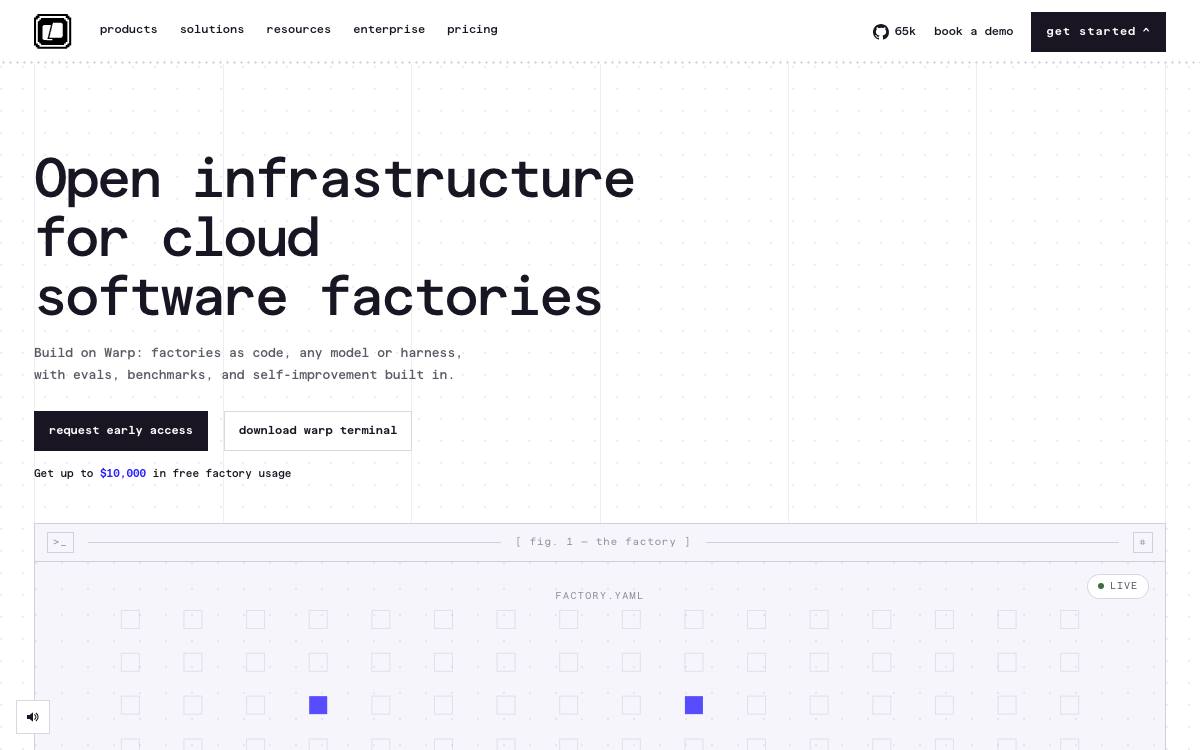 Screenshot of Warp website